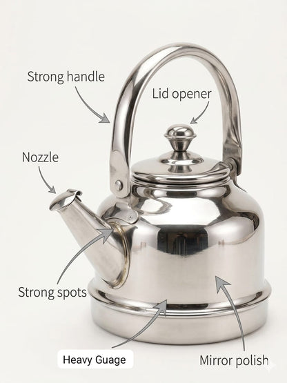 Stainless Steel Stove Kettle – Classic Flagon Design Mirror Polish | ChefTools